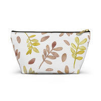 Watercolor Tossed Leaves Accessory Pouch w T-bottom in Red